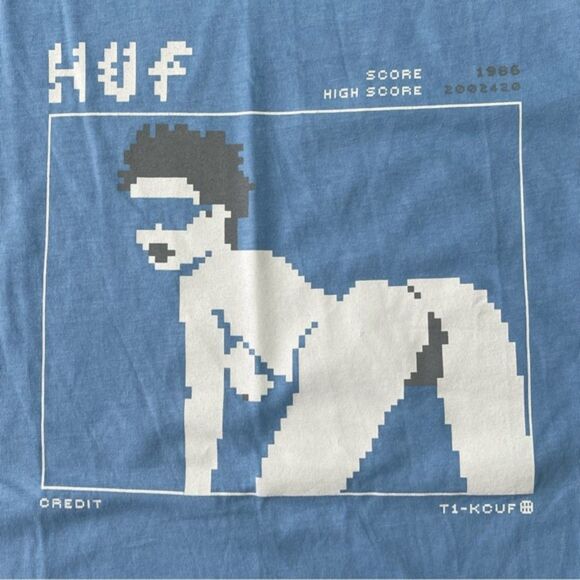 HUF Pixel Twerk Girl High Score Graphic T-Shirt Size M NWOT Retro Video Game Tee - Picture 2 of 4